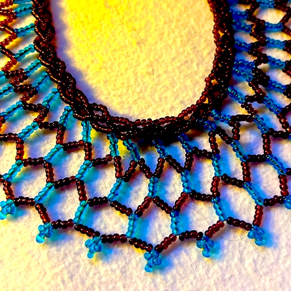 Blue and Purple Vintage beaded necklace.  Unique.  20” in Length.